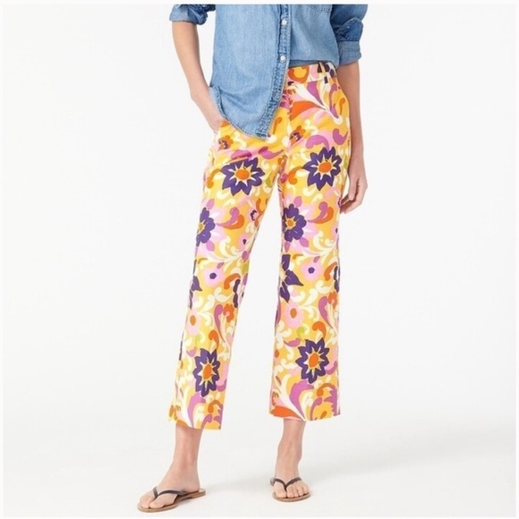 J. Crew Collection High Rise Peyton Pant in Ratti Curly Floral SZ 0 - Picture 1 of 7